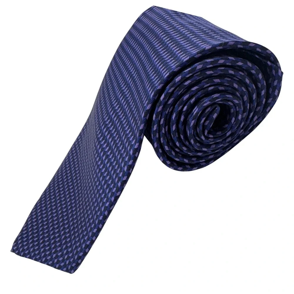 St Bernard Mens Silk Necktie Purple Blue Geometric‎ Diamond Pattern 0966271